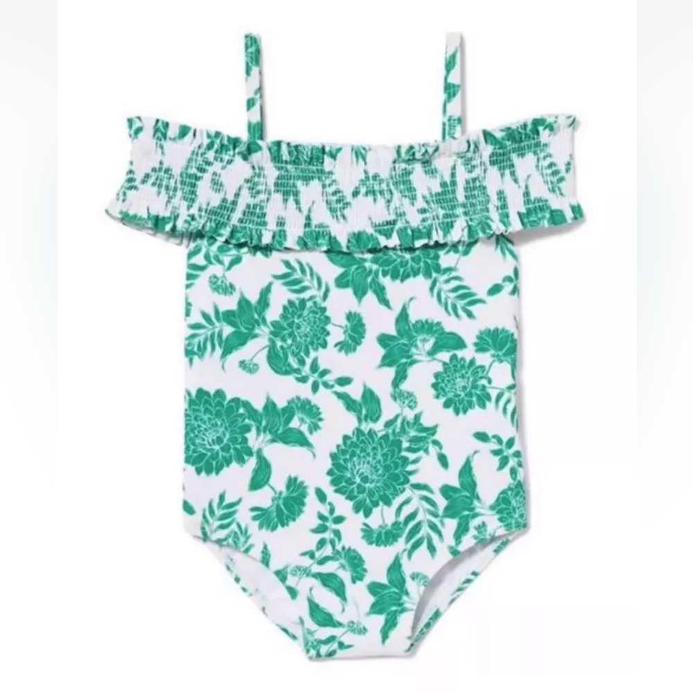 JANIE and JACK Smocked Floral Swimsuit Girls 5